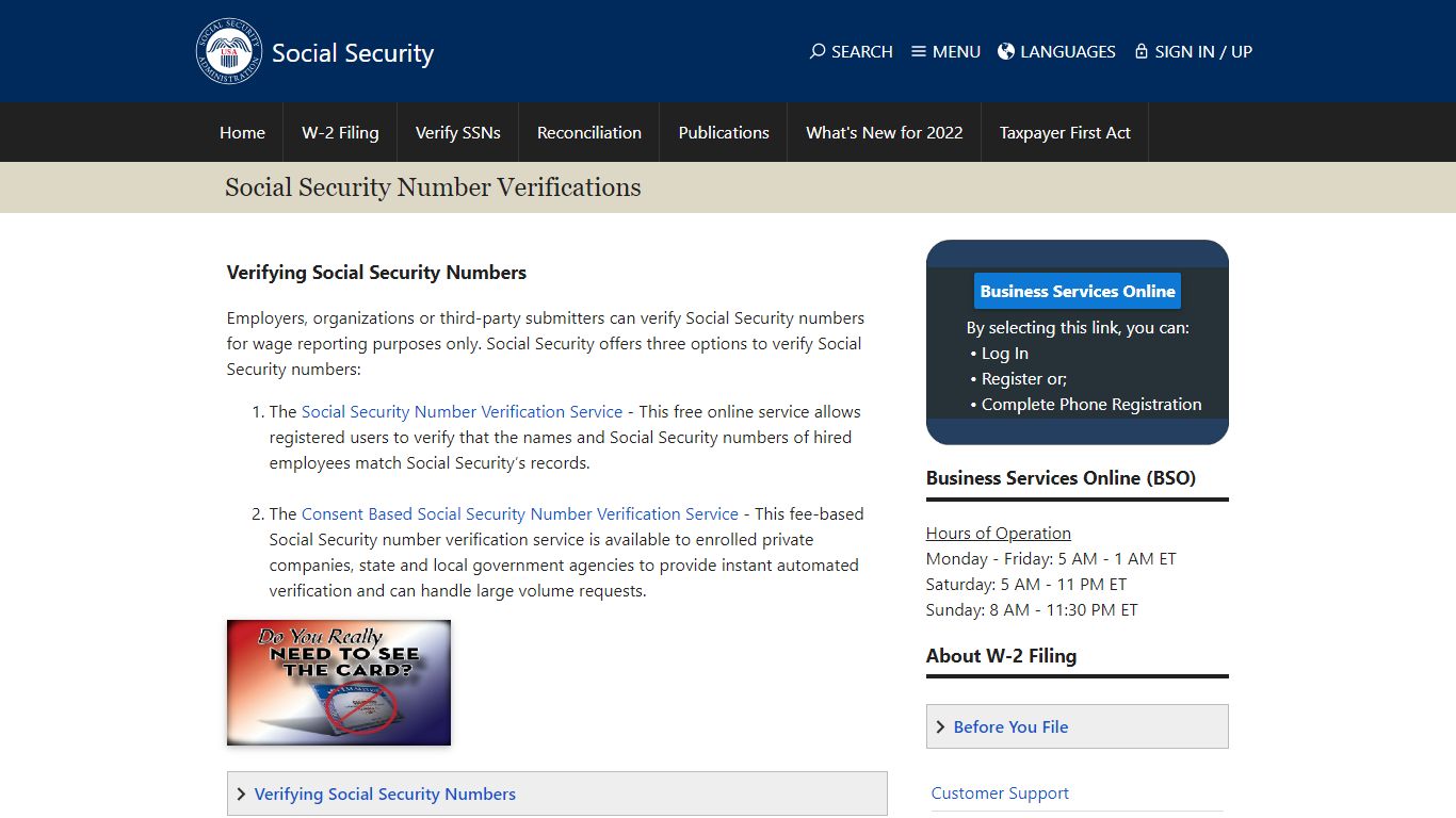 Verifying Social Security Numbers